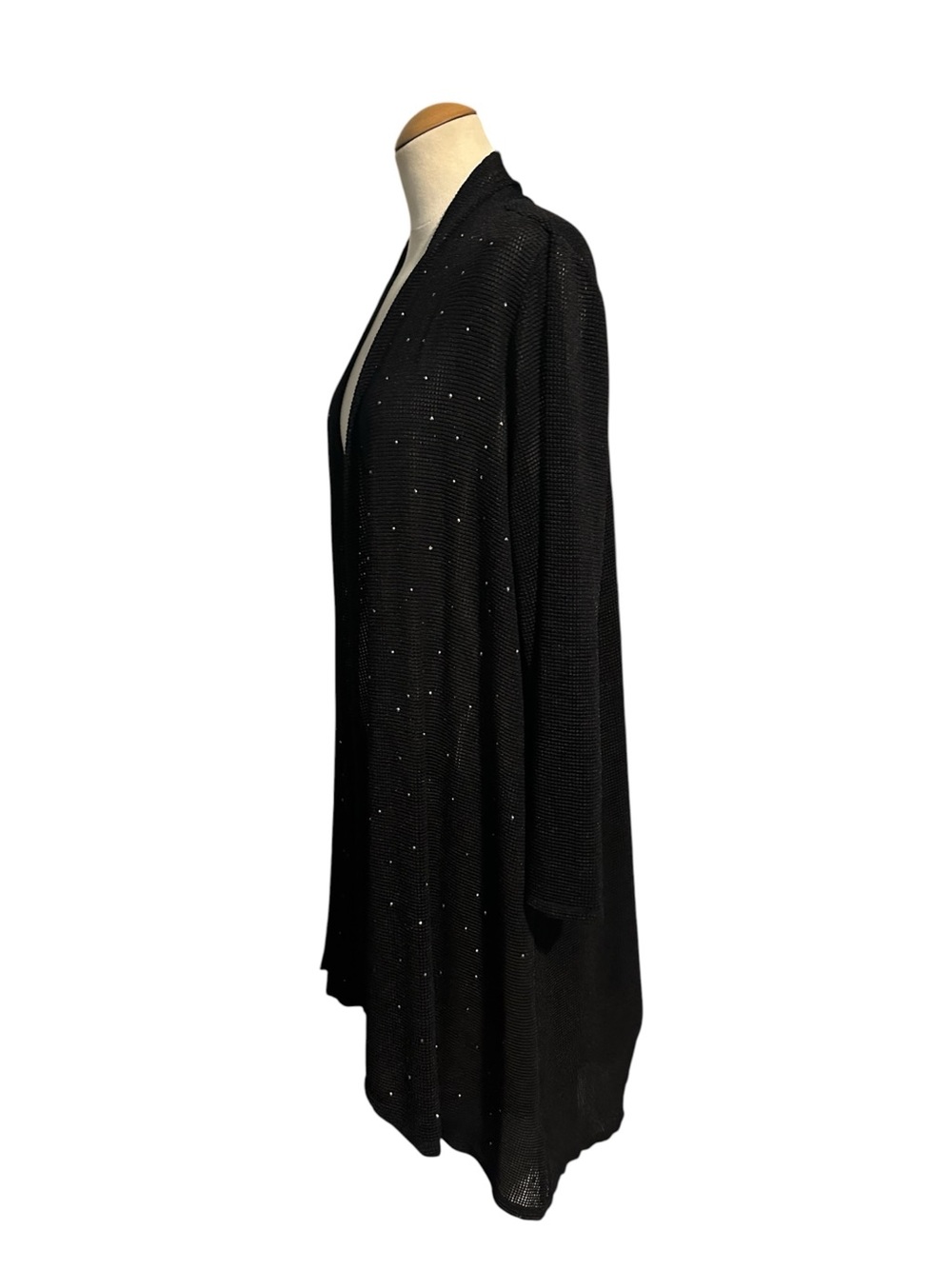 Slim Factor by Investments Open-Front Sparkle Cardigan Sweater NWT Black Size L - Picture 3 of 4